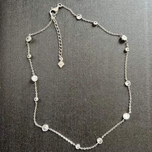 SILPADA 16 inch 925 sterling silver necklace with crystals. 2 inch extender.